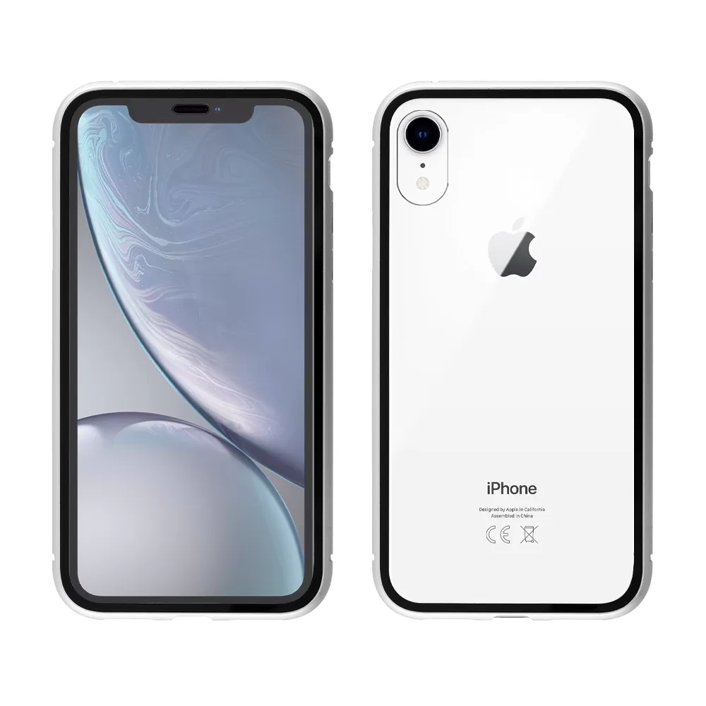 IDOL 1991 MAGNETIC METAL FRAME ΘΗΚΗ IPHONE XR 6.1in SILVER+TEMPERED GLASS BACK-FRONT - Image 3