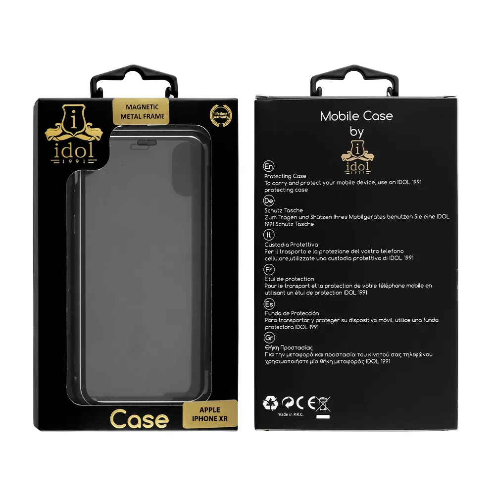 IDOL 1991 MAGNETIC METAL FRAME ΘΗΚΗ IPHONE XR 6.1in SILVER+TEMPERED GLASS BACK-FRONT - Image 2