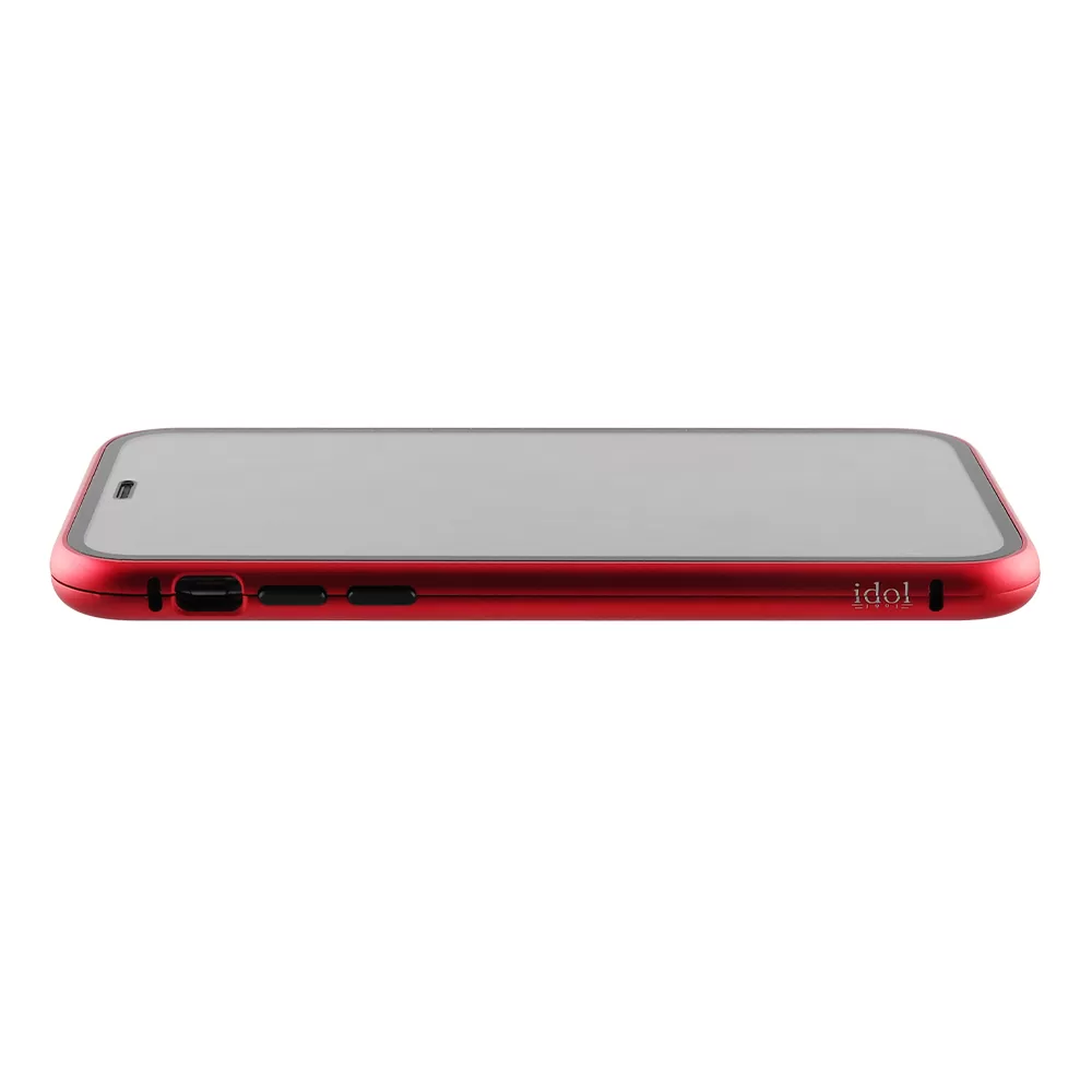 IDOL 1991 MAGNETIC METAL FRAME ΘΗΚΗ IPHONE XR 6.1in RED+TEMPERED GLASS BACK-FRONT - Image 7