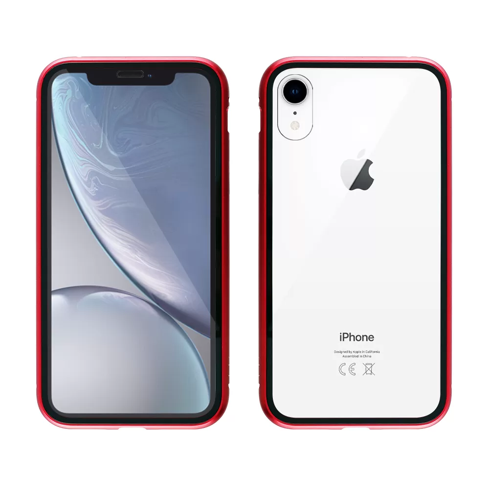 IDOL 1991 MAGNETIC METAL FRAME ΘΗΚΗ IPHONE XR 6.1in RED+TEMPERED GLASS BACK-FRONT - Image 3
