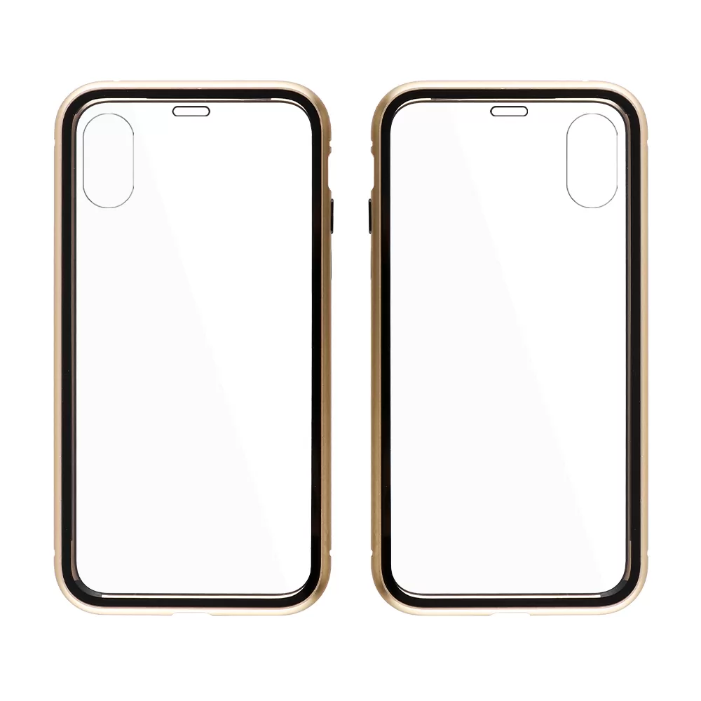 IDOL 1991 MAGNETIC METAL FRAME ΘΗΚΗ IPHONE XS MAX 6.5in GOLD+TEMPERED GLASS BACK-FRONT - Image 6