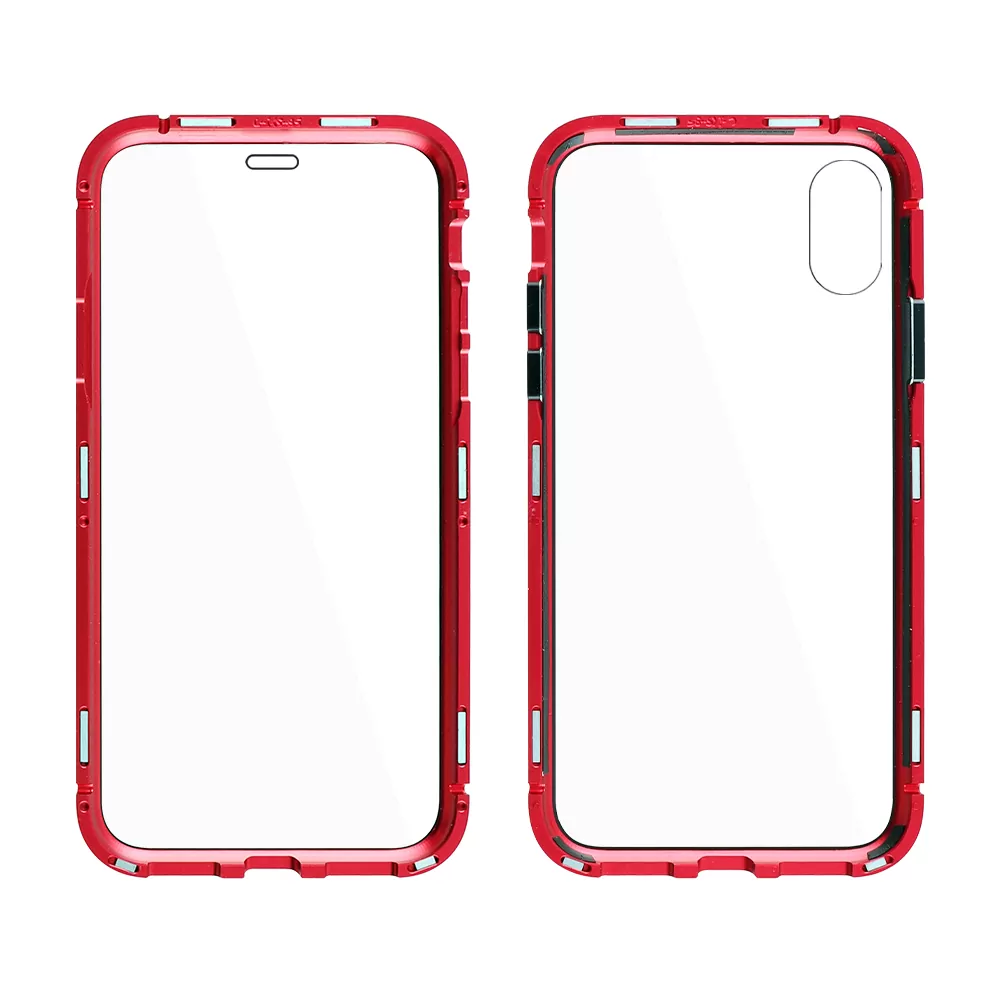IDOL 1991 MAGNETIC METAL FRAME ΘΗΚΗ IPHONE XS MAX 6.5in RED+TEMPERED GLASS BACK-FRONT - Image 5