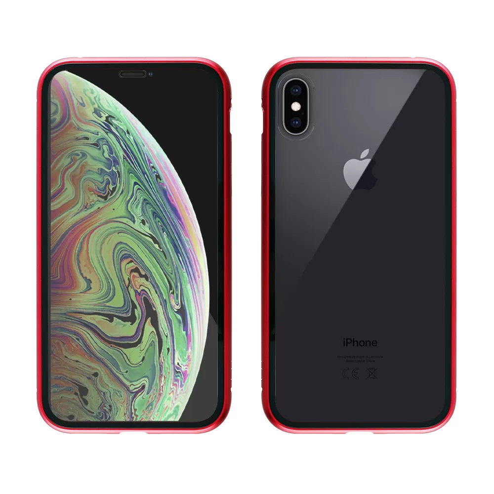 IDOL 1991 MAGNETIC METAL FRAME ΘΗΚΗ IPHONE XS MAX 6.5in RED+TEMPERED GLASS BACK-FRONT - Image 3