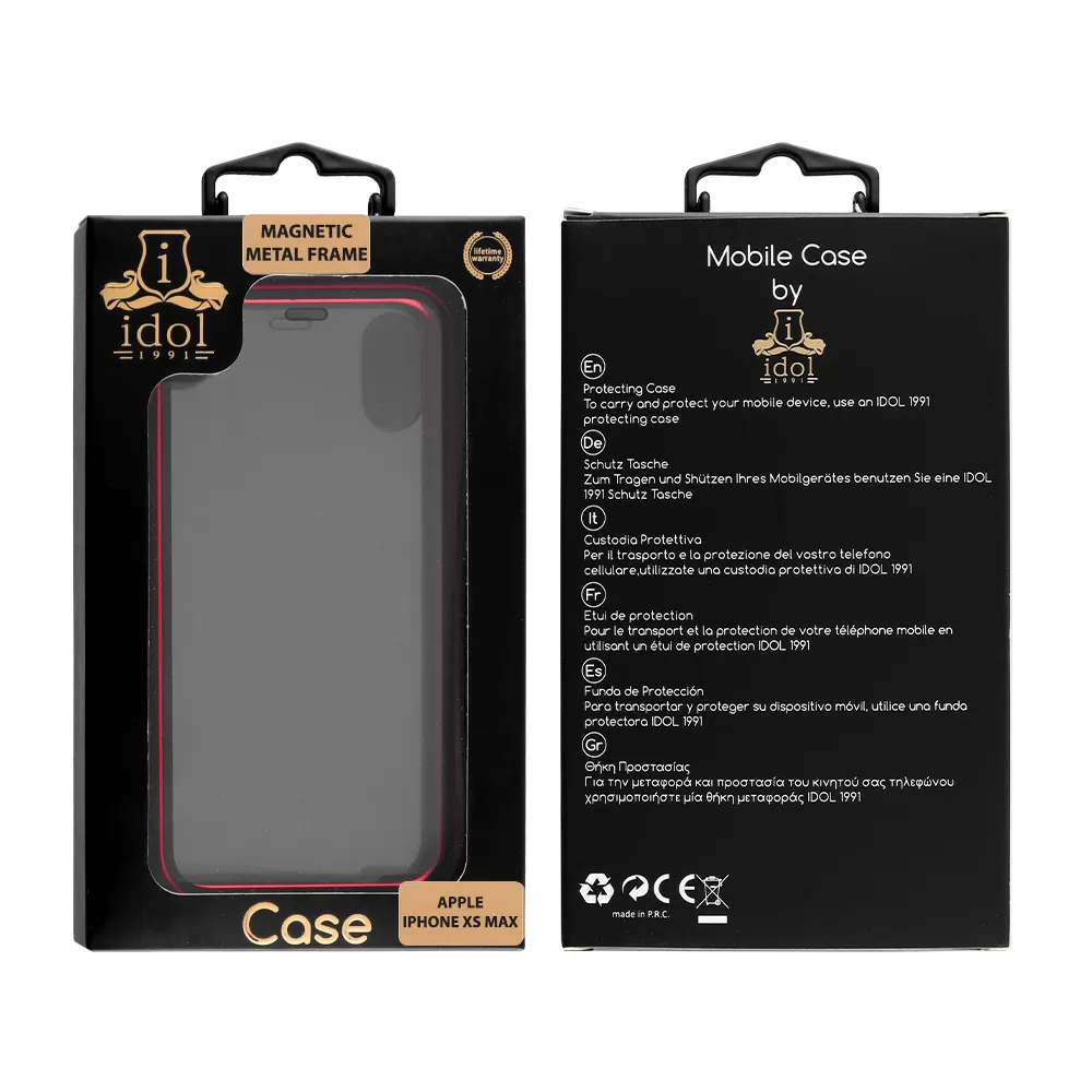 IDOL 1991 MAGNETIC METAL FRAME ΘΗΚΗ IPHONE XS MAX 6.5in RED+TEMPERED GLASS BACK-FRONT - Image 2