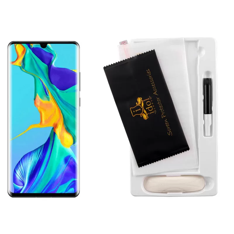 IDOL 1991 UV TEMPERED GLASS HUAWEI P30 PRO 6.47in 9H 0.20mm 10D SEMI WITH GLUE-TOOL FINGER UNLOCK FULL COVER TRANSPARENT - Image 5