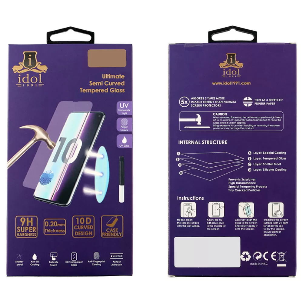 IDOL 1991 UV TEMPERED GLASS SAMSUNG S8 PLUS G955 6.2in 9H 0.20mm 10D SEMI WITH GLUE-TOOL FULL COVER TRANSPARENT - Image 2