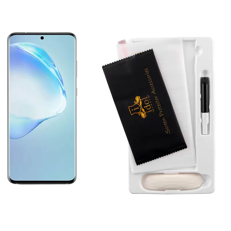 IDOL 1991 UV TEMPERED GLASS SAMSUNG S20 PLUS 6.7in 9H 0.20mm 10D SEMI WITH GLUE-TOOL FINGER UNLOCK FULL COVER TRANSPARENT - Image 5