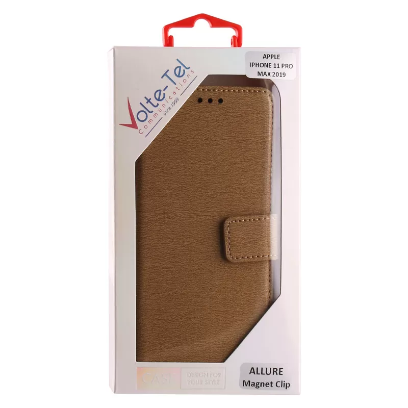 VOLTE-TEL ALLURE ΘΗΚΗ IPHONE 11 PRO MAX 6.5in  MAGNET BOOK STAND CLIP GOLD - Image 2