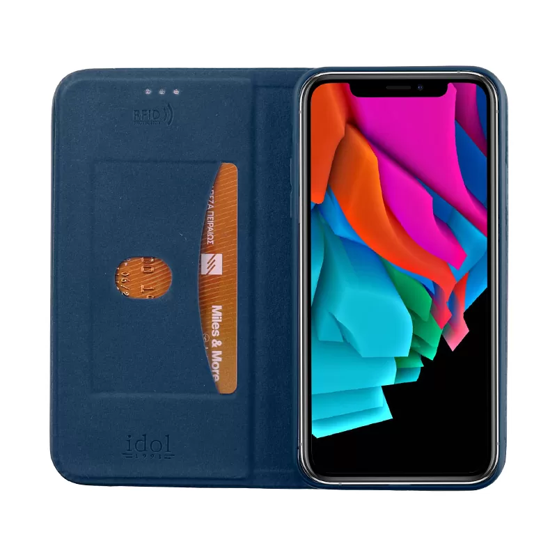 IDOL 1991 ELITE ΘΗΚΗ IPHONE XS MAX 6.5in  ANTI-RFID BOOK STAND BLUE - Image 5