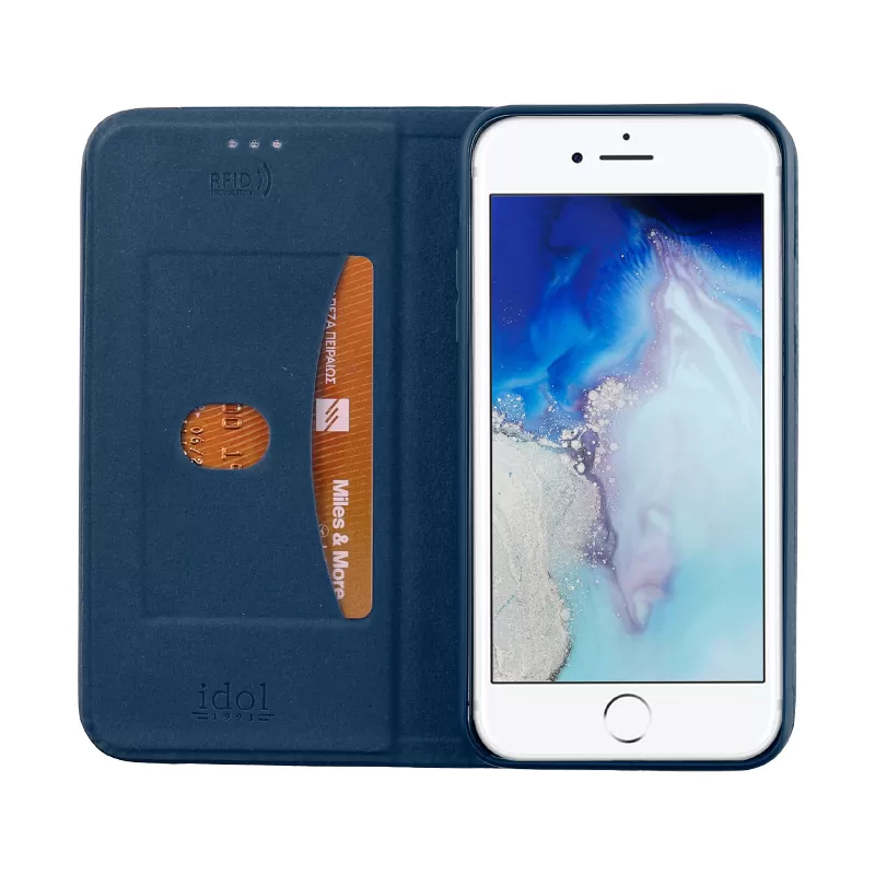 IDOL 1991 ELITE ΘΗΚΗ IPHONE SE 2022/IPHONE SE 2020/IPHONE 8/7 4.7in  ANTI-RFID BOOK STAND BLUE - Image 5
