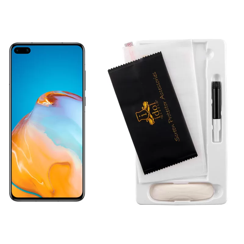 IDOL 1991 UV TEMPERED GLASS HUAWEI P40 PRO 6.58in 9H 0.20mm 10D SEMI WITH GLUE-TOOL FINGER UNLOCK FULL COVER TRANSPARENT - Image 5