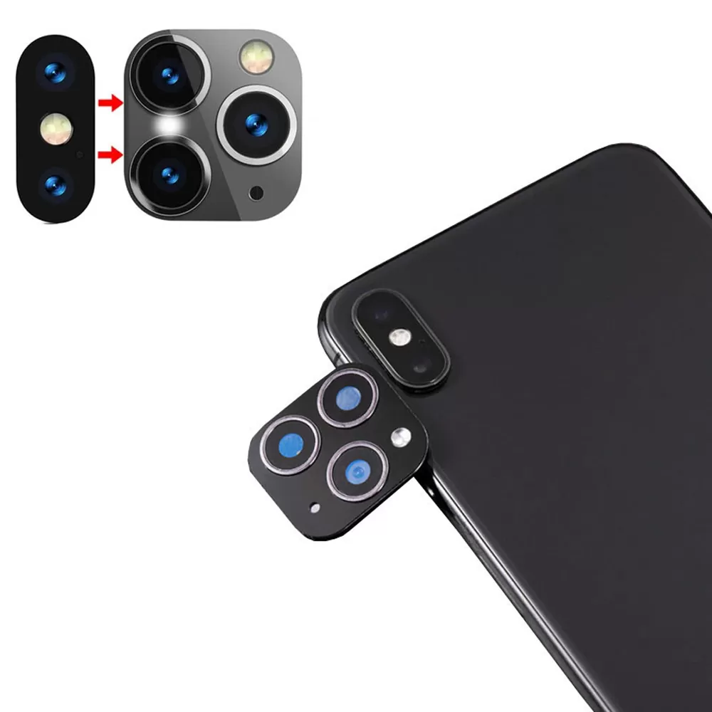 VOLTE-TEL CAMERA GLASS COVER IPHONE X/XS/XS MAX CONVERT TO IPHONE 11 PRO/11 PRO MAX 9H 0.30MM ΑLUMINIUM WITH FRAME BLACK - Image 5