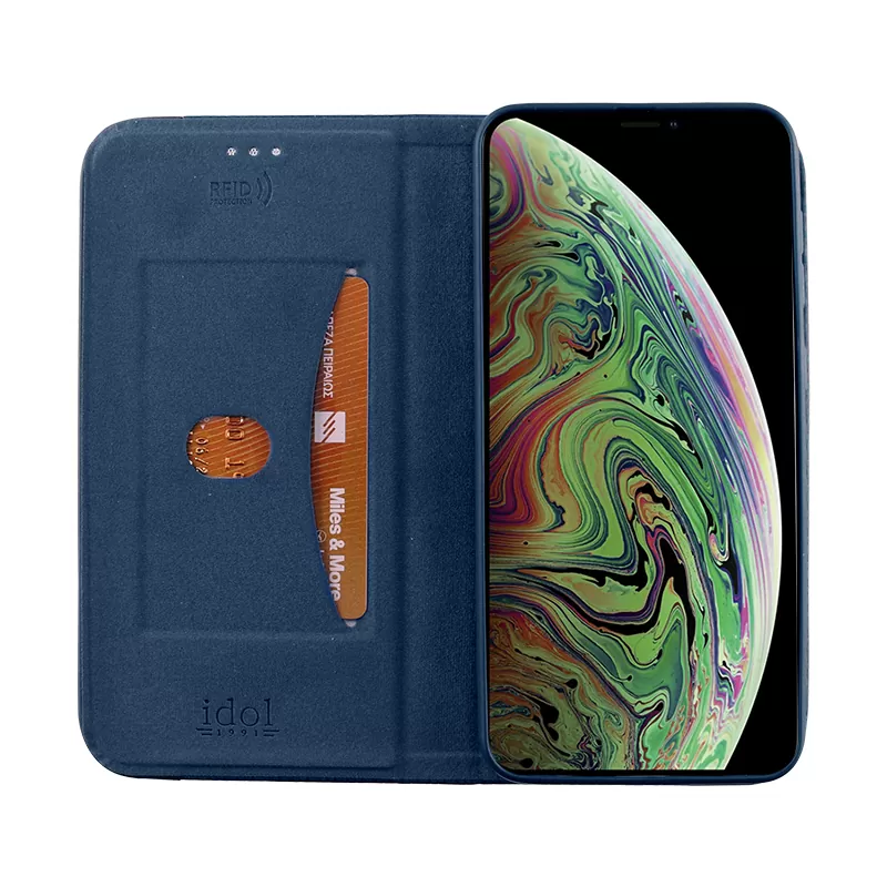IDOL 1991 ELITE ΘΗΚΗ IPHONE XS/X 5.8in  ANTI-RFID BOOK STAND BLUE - Image 5
