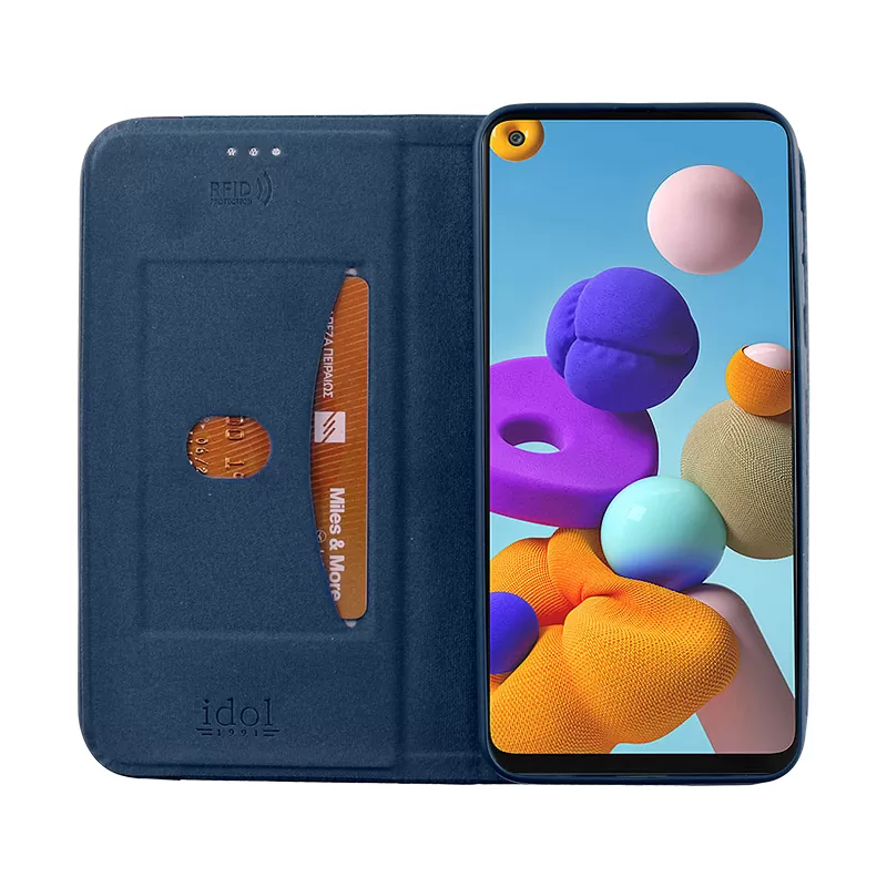 IDOL 1991 ELITE ΘΗΚΗ SAMSUNG A21 A215 6.5in  ANTI-RFID BOOK STAND BLUE - Image 5
