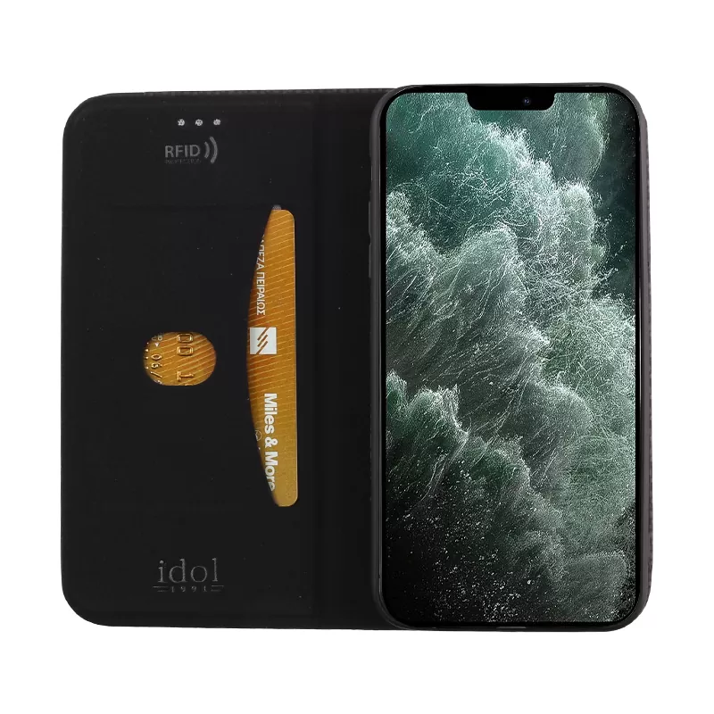 IDOL 1991 ELITE ΘΗΚΗ IPHONE 12 PRO MAX 6.7in  ANTI-RFID BOOK STAND BLACK - Image 5