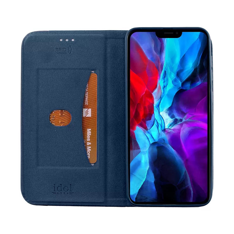 IDOL 1991 ELITE ΘΗΚΗ IPHONE 12 PRO / IPHONE 12 6.1in  ANTI-RFID BOOK STAND BLUE - Image 5