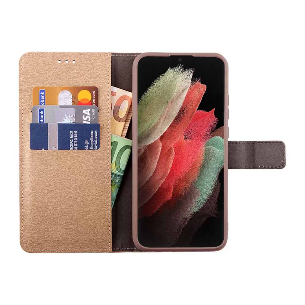 VOLTE-TEL ALLURE ΘΗΚΗ SAMSUNG S21 ULTRA 5G G998 6.8in  MAGNET BOOK STAND CLIP GOLD - Image 3