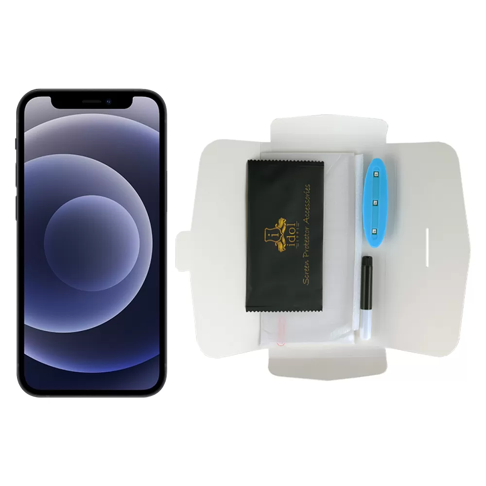 IDOL 1991 UV TEMPERED GLASS IPHONE 12 MINI 5.4in 9H 0.20mm 10D SEMI WITH GLUE-TOOL FULL COVER TRANSPARENT - Image 5