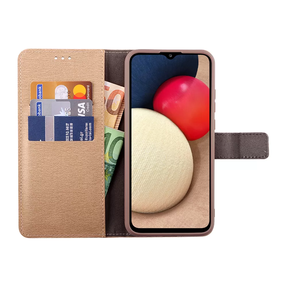 VOLTE-TEL ALLURE ΘΗΚΗ SAMSUNG A02s A025 6.5in  MAGNET BOOK STAND CLIP GOLD - Image 5