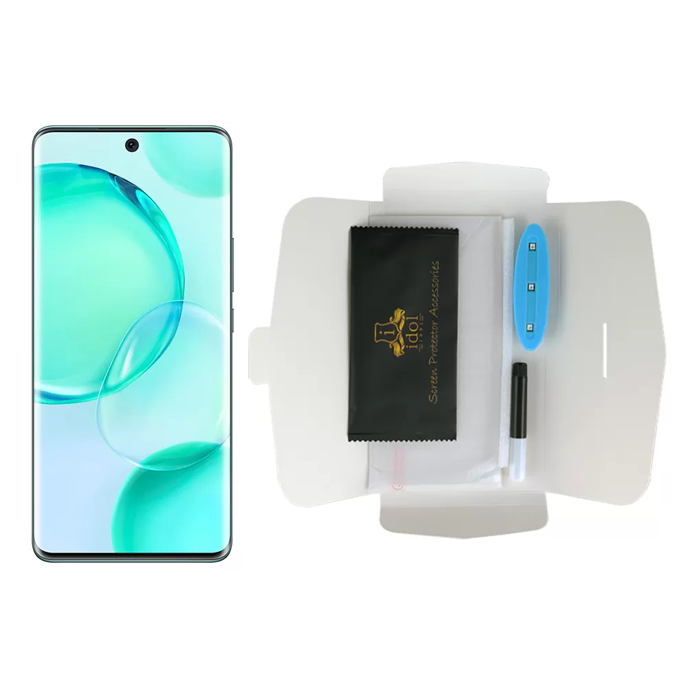 IDOL 1991 UV TEMPERED GLASS HONOR 50 6.57in 9H 0.20mm 10D SEMI WITH GLUE-TOOL FINGER UNLOCK FULL COVER TRANSPARENT - Image 5