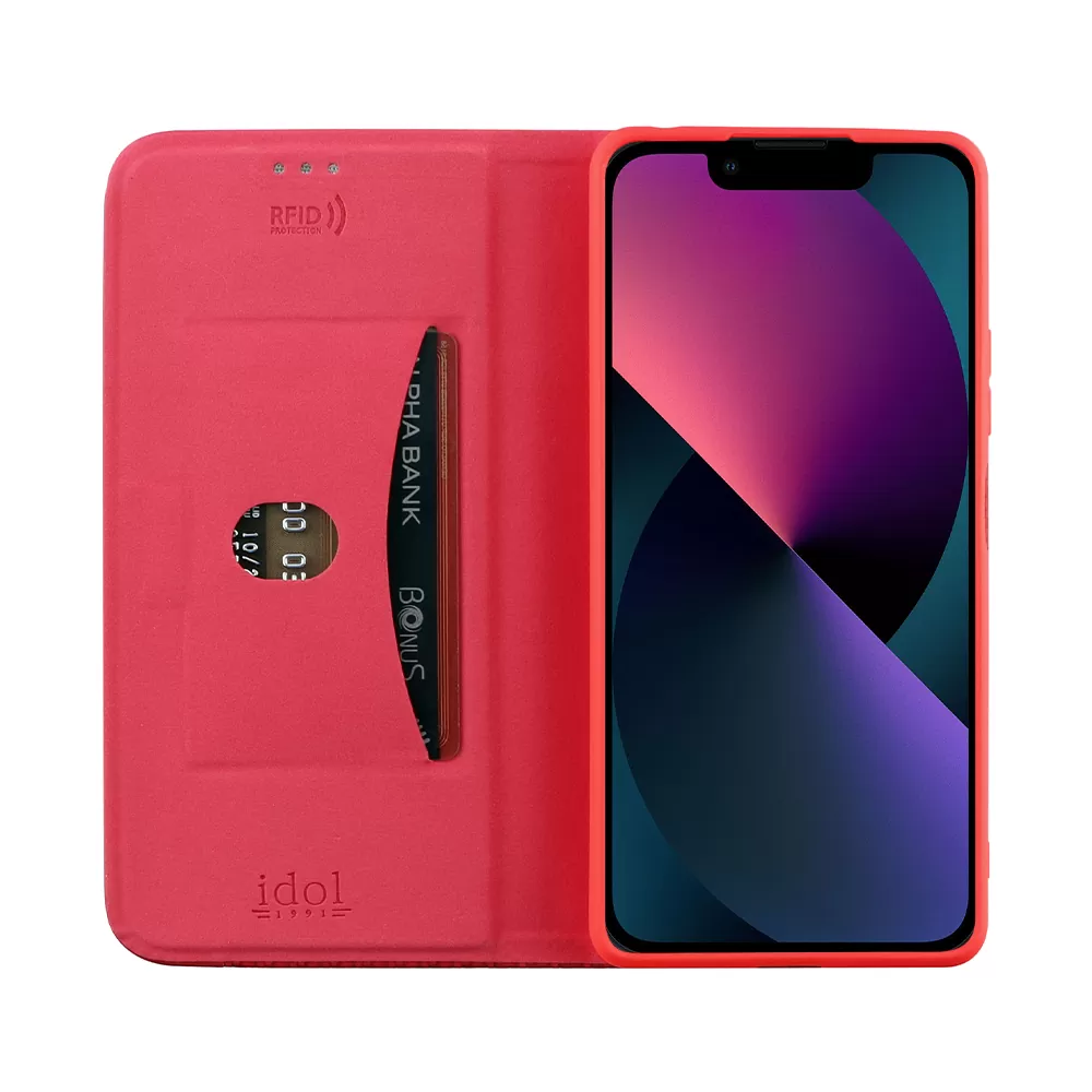IDOL 1991 ELITE ΘΗΚΗ IPHONE 13 MINI 5.4in  ANTI-RFID BOOK STAND RED - Image 6