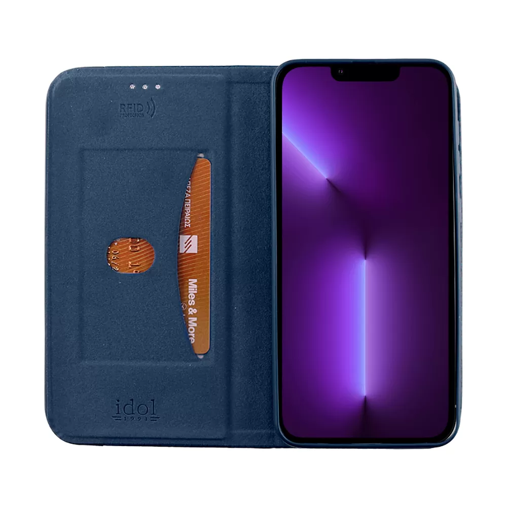 IDOL 1991 ELITE ΘΗΚΗ IPHONE 13 PRO MAX 6.7in  ANTI-RFID BOOK STAND BLUE - Image 6