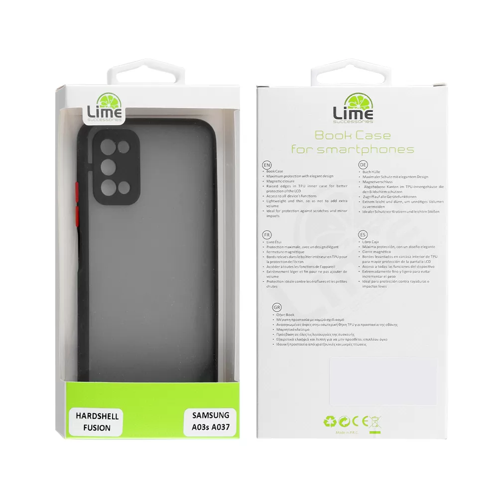 LIME HARDSHELL FUSION ΘΗΚΗ SAMSUNG A03s A037 6.5in  FULL CAMERA PROTECTION BLACK WITH RED KEYS - Image 2