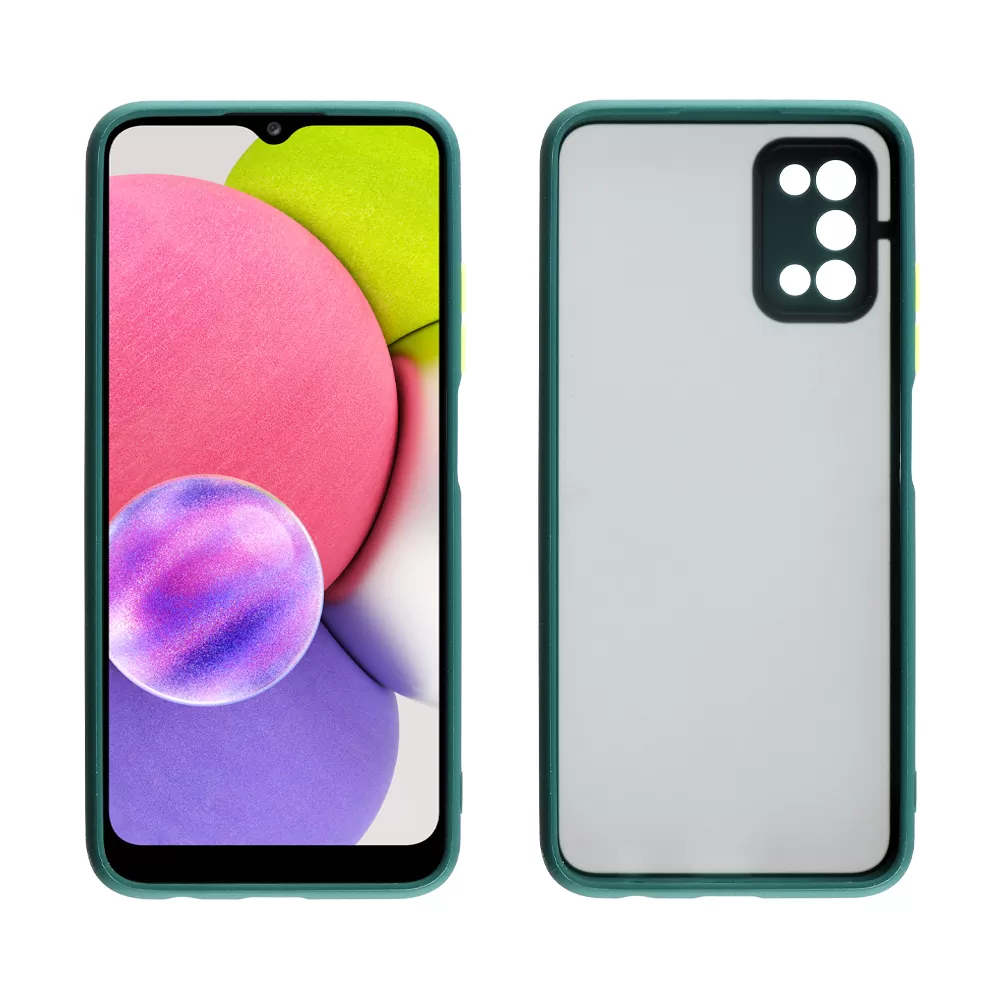 LIME HARDSHELL FUSION ΘΗΚΗ SAMSUNG A03s A037 6.5in  FULL CAMERA PROTECTION DARK GREEN WITH YELLOW KEYS - Image 6