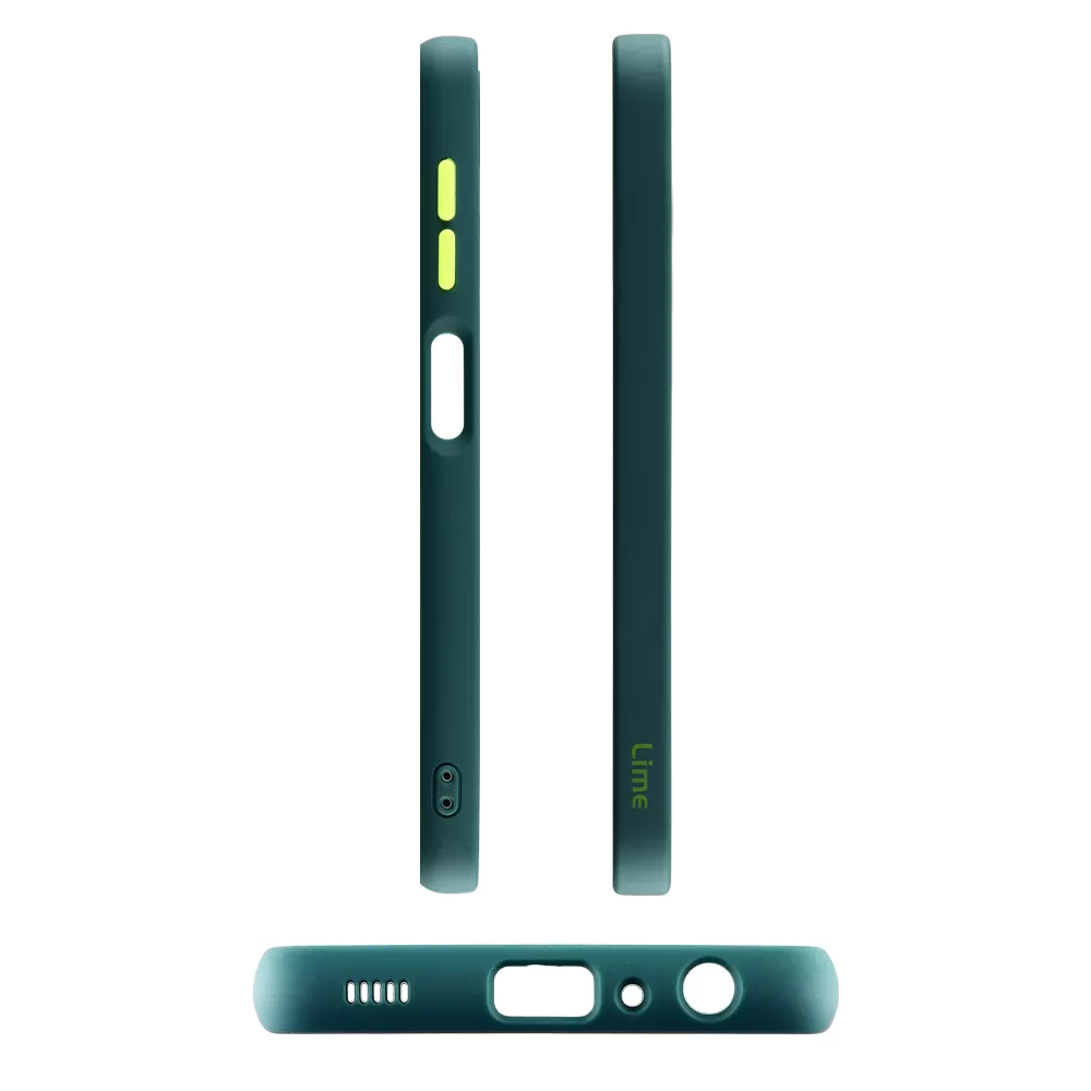 LIME HARDSHELL FUSION ΘΗΚΗ SAMSUNG A03s A037 6.5in  FULL CAMERA PROTECTION DARK GREEN WITH YELLOW KEYS - Image 3