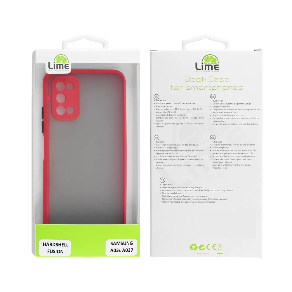 LIME HARDSHELL FUSION ΘΗΚΗ SAMSUNG A03s A037 6.5in  FULL CAMERA PROTECTION RED WITH BLACK KEYS - Image 2