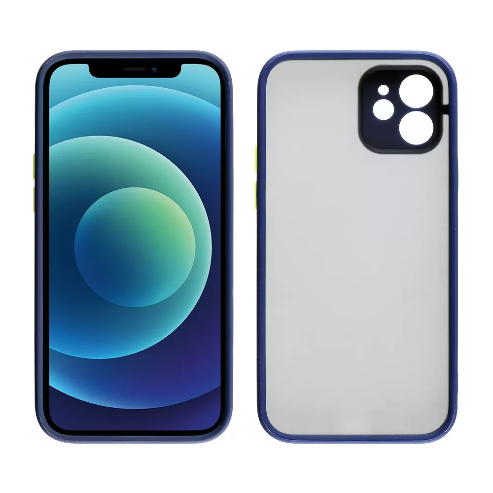LIME HARDSHELL FUSION ΘΗΚΗ IPHONE 12 6.1in  FULL CAMERA PROTECTION BLUE WITH YELLOW KEYS - Image 6