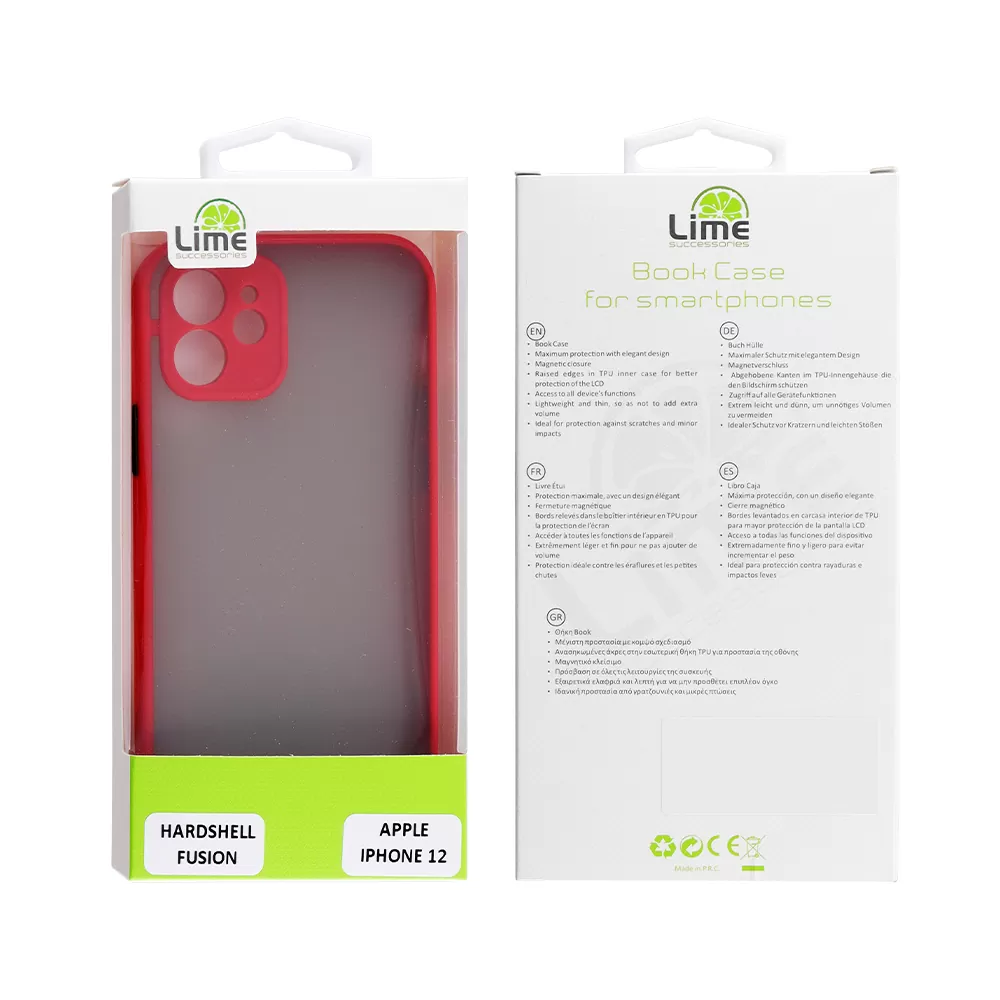 LIME HARDSHELL FUSION ΘΗΚΗ IPHONE 12 6.1in  FULL CAMERA PROTECTION RED WITH BLACK KEYS - Image 2