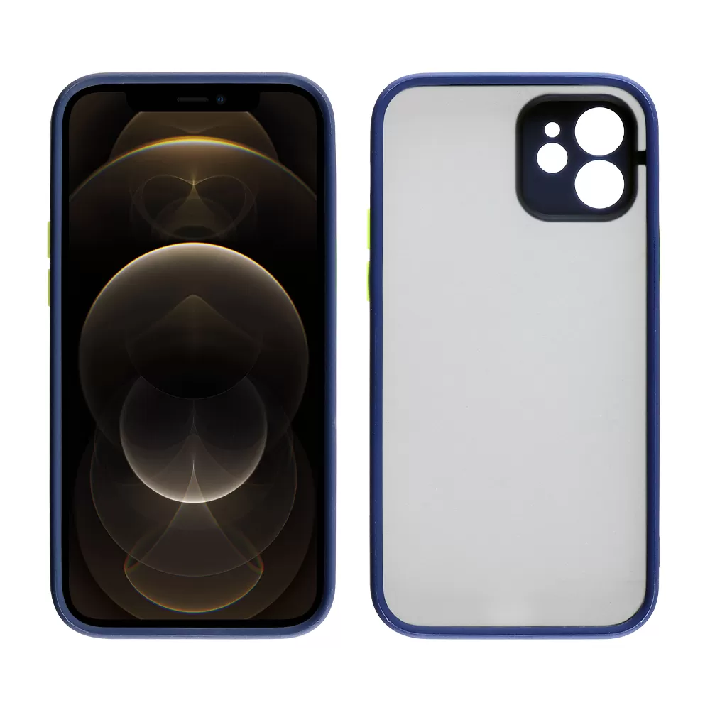 LIME HARDSHELL FUSION ΘΗΚΗ IPHONE 12 PRO 6.1in  FULL CAMERA PROTECTION BLUE WITH YELLOW KEYS - Image 6
