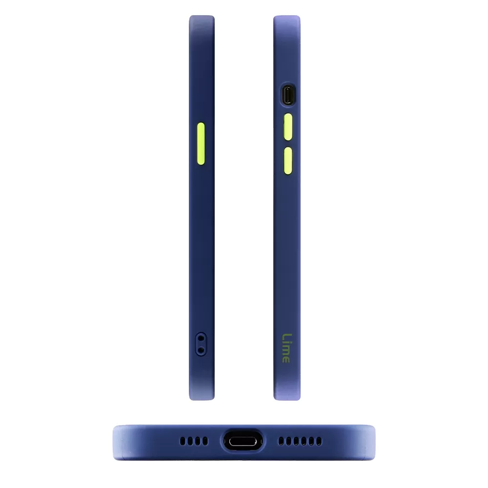 LIME HARDSHELL FUSION ΘΗΚΗ IPHONE 12 PRO 6.1in  FULL CAMERA PROTECTION BLUE WITH YELLOW KEYS - Image 3