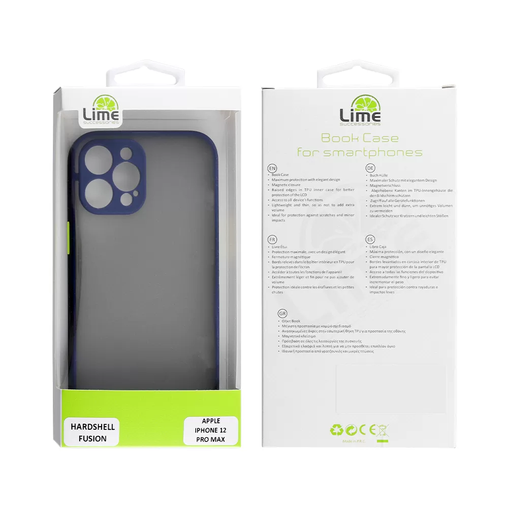 LIME HARDSHELL FUSION ΘΗΚΗ IPHONE 12 PRO MAX 6.7in  FULL CAMERA PROTECTION BLUE WITH YELLOW KEYS - Image 2