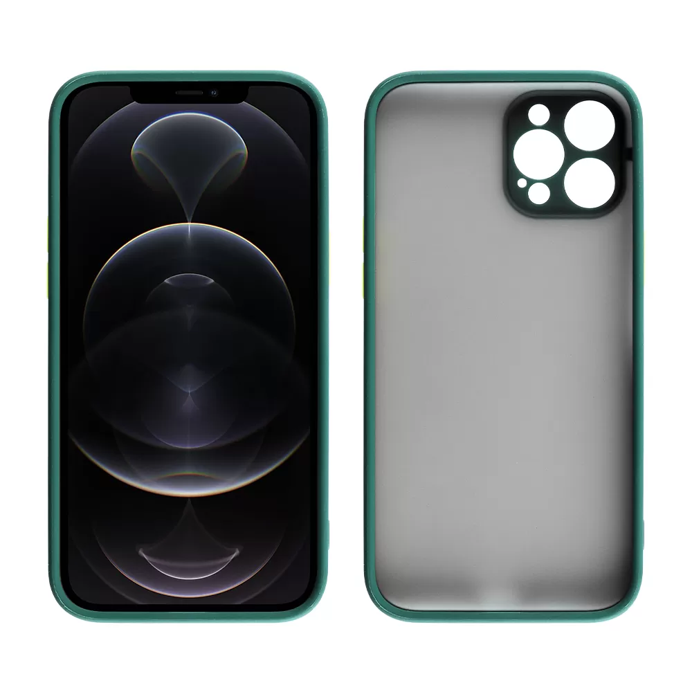 LIME HARDSHELL FUSION ΘΗΚΗ IPHONE 12 PRO MAX 6.7in  FULL CAMERA PROTECTION DARK GREEN WITH YELLOW KEYS - Image 6