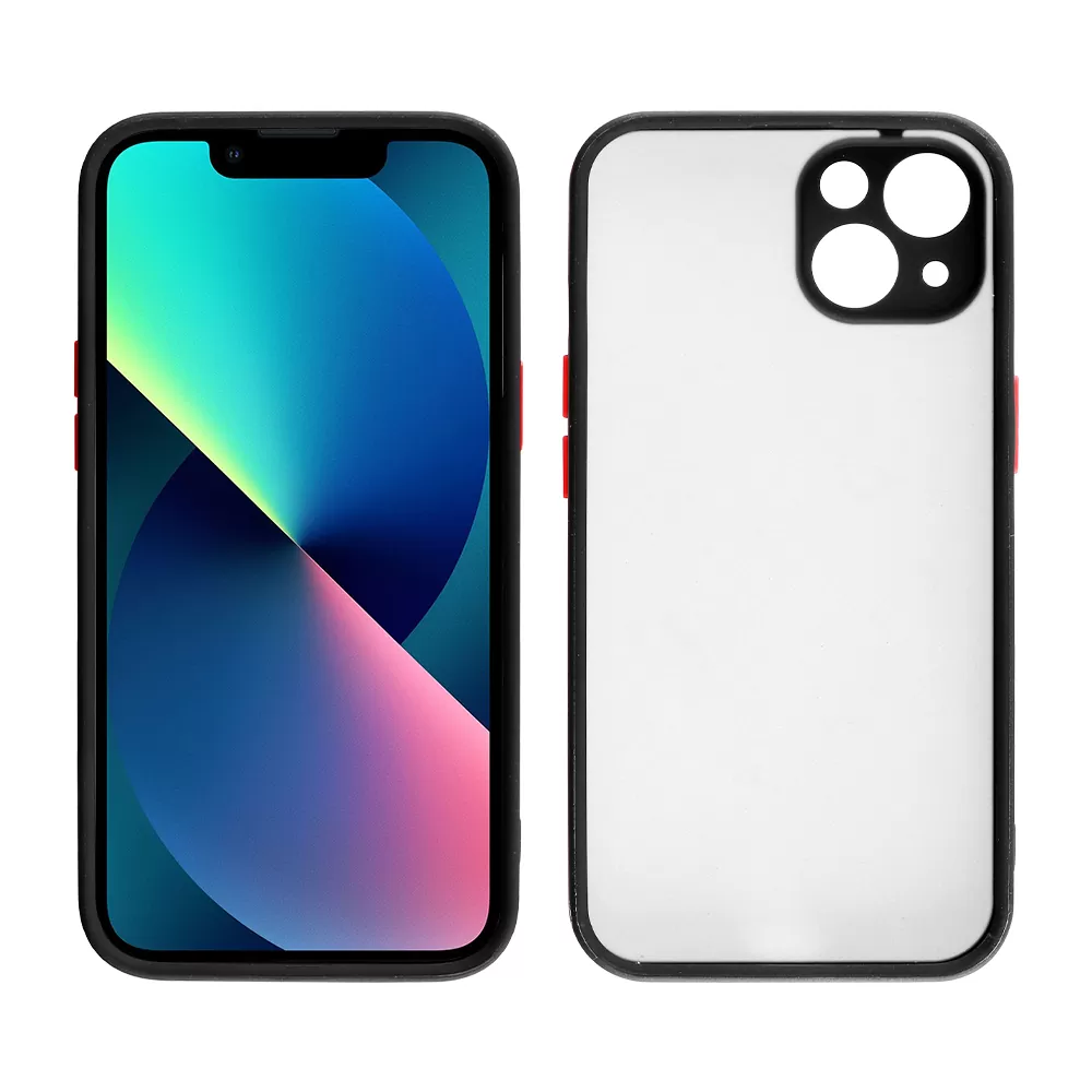 LIME HARDSHELL FUSION ΘΗΚΗ IPHONE 13 6.1in  FULL CAMERA PROTECTION BLACK WITH RED KEYS - Image 6