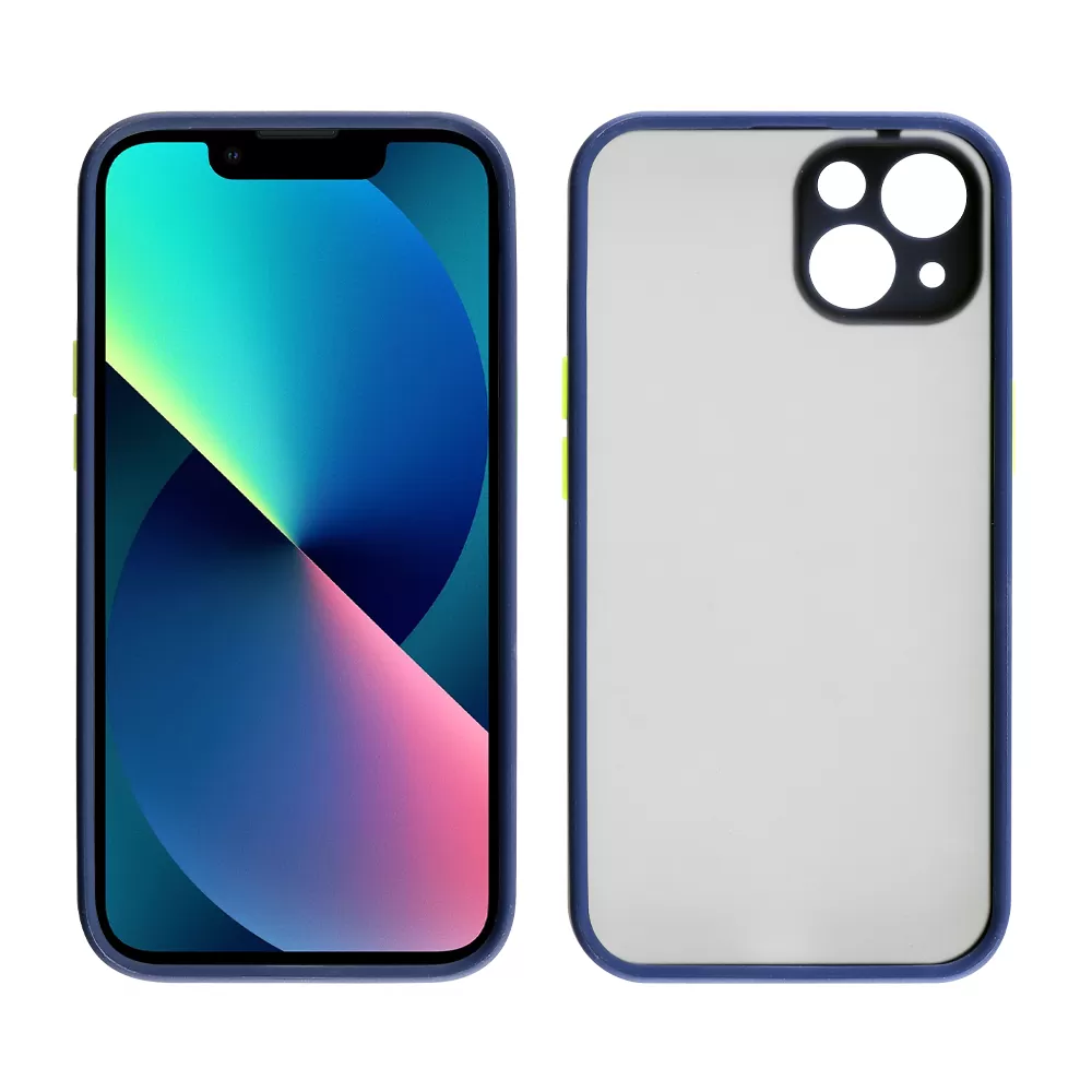 LIME HARDSHELL FUSION ΘΗΚΗ IPHONE 13 6.1in  FULL CAMERA PROTECTION BLUE WITH YELLOW KEYS - Image 6