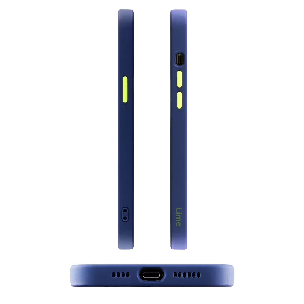 LIME HARDSHELL FUSION ΘΗΚΗ IPHONE 13 6.1in  FULL CAMERA PROTECTION BLUE WITH YELLOW KEYS - Image 3