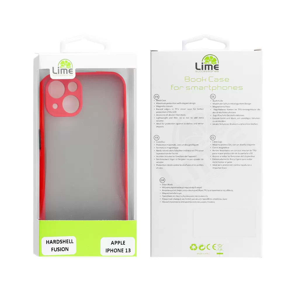 LIME HARDSHELL FUSION ΘΗΚΗ IPHONE 13 6.1in  FULL CAMERA PROTECTION RED WITH BLACK KEYS - Image 2