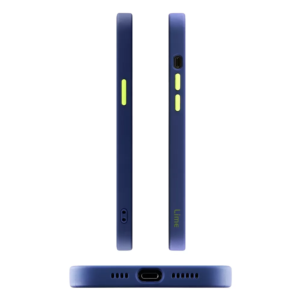 LIME HARDSHELL FUSION ΘΗΚΗ IPHONE 13 MINI 5.4in  FULL CAMERA PROTECTION BLUE WITH YELLOW KEYS - Image 3