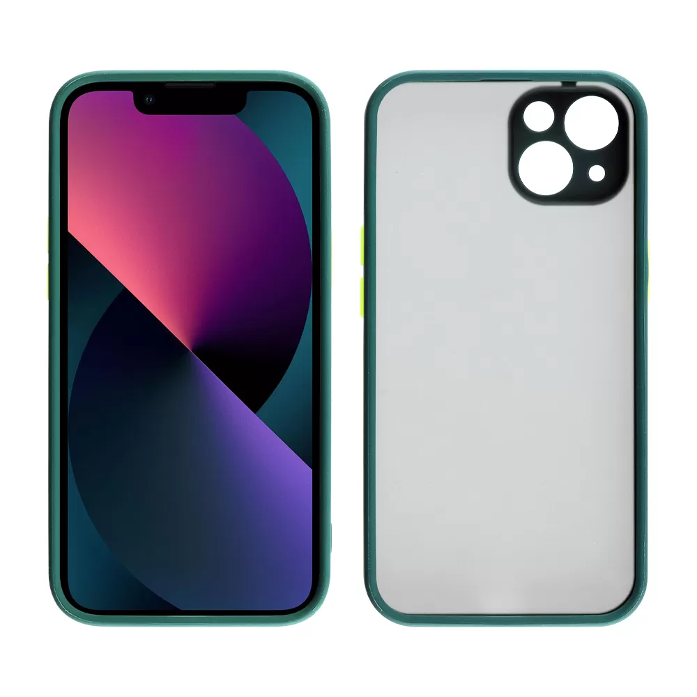 LIME HARDSHELL FUSION ΘΗΚΗ IPHONE 13 MINI 5.4in  FULL CAMERA PROTECTION DARK GREEN WITH YELLOW KEYS - Image 6