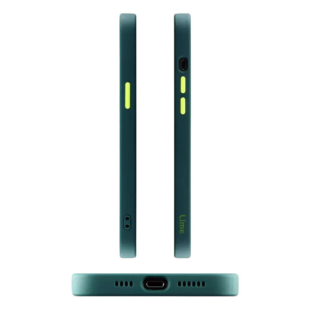 LIME HARDSHELL FUSION ΘΗΚΗ IPHONE 13 MINI 5.4in  FULL CAMERA PROTECTION DARK GREEN WITH YELLOW KEYS - Image 3