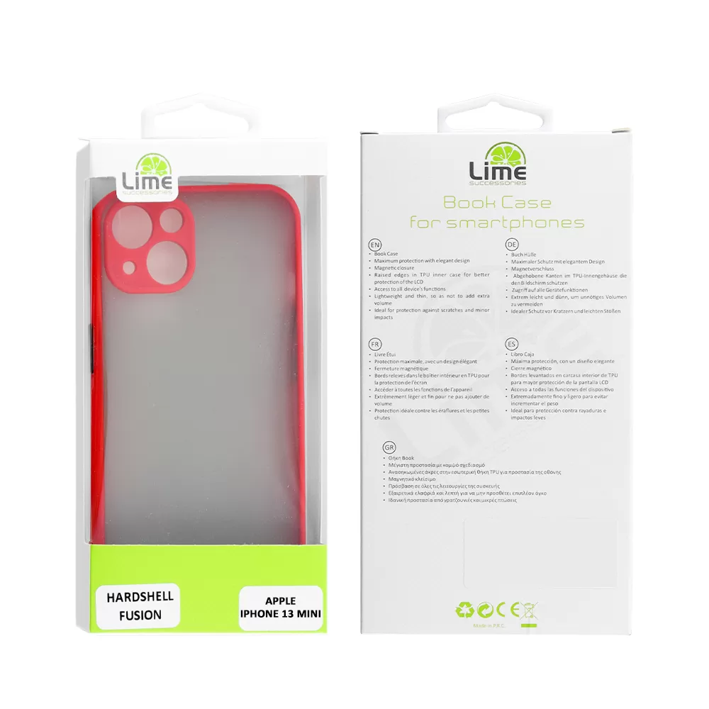 LIME HARDSHELL FUSION ΘΗΚΗ IPHONE 13 MINI 5.4in  FULL CAMERA PROTECTION RED WITH BLACK KEYS - Image 2