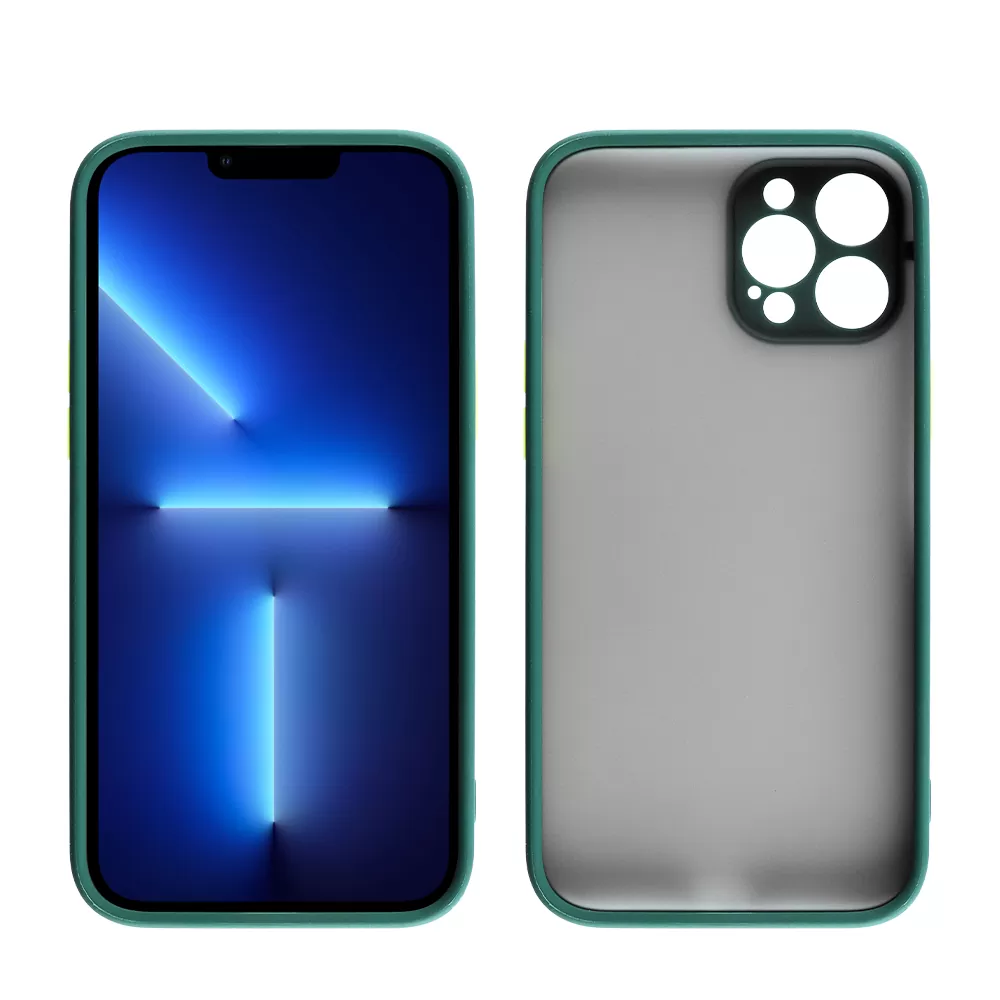 LIME HARDSHELL FUSION ΘΗΚΗ IPHONE 13 PRO 6.1in  FULL CAMERA PROTECTION DARK GREEN WITH YELLOW KEYS - Image 6