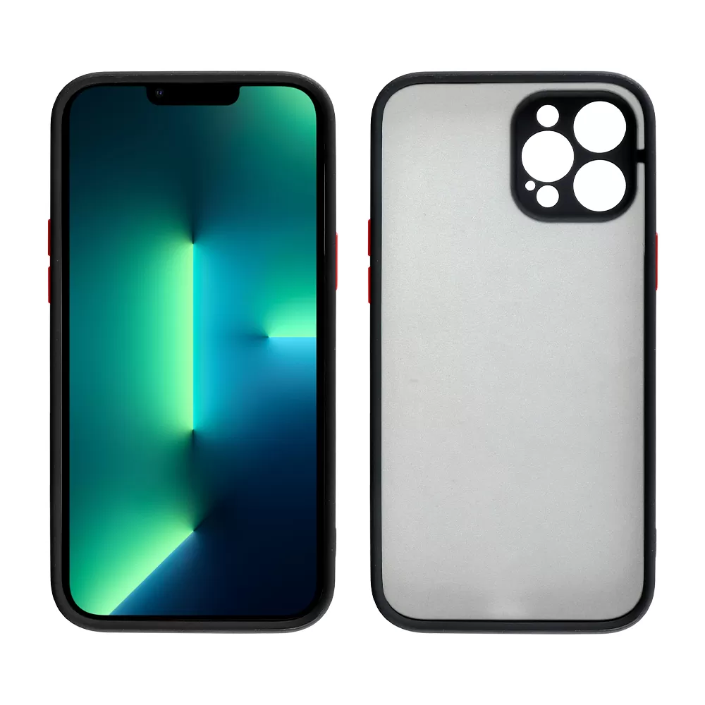 LIME HARDSHELL FUSION ΘΗΚΗ IPHONE 13 PRO MAX 6.7in  FULL CAMERA PROTECTION BLACK WITH RED KEYS - Image 6