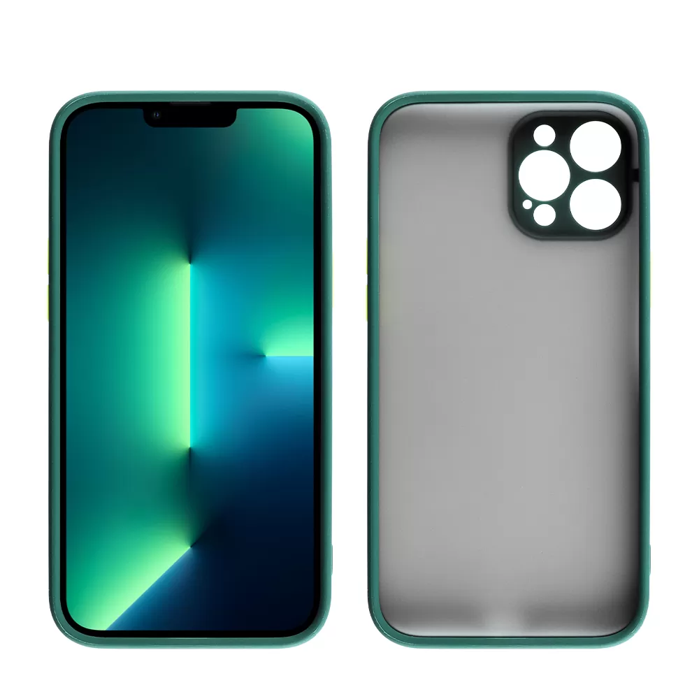 LIME HARDSHELL FUSION ΘΗΚΗ IPHONE 13 PRO MAX 6.7in  FULL CAMERA PROTECTION DARK GREEN WITH YELLOW KEYS - Image 6