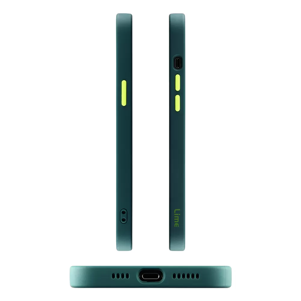 LIME HARDSHELL FUSION ΘΗΚΗ IPHONE 13 PRO MAX 6.7in  FULL CAMERA PROTECTION DARK GREEN WITH YELLOW KEYS - Image 3