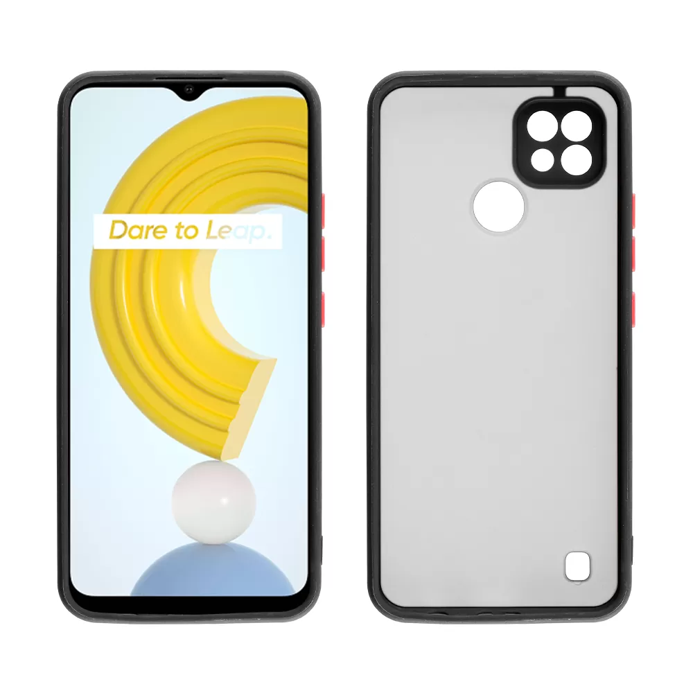 LIME HARDSHELL FUSION ΘΗΚΗ REALME C21 6.5in  FULL CAMERA PROTECTION BLACK WITH RED KEYS - Image 6