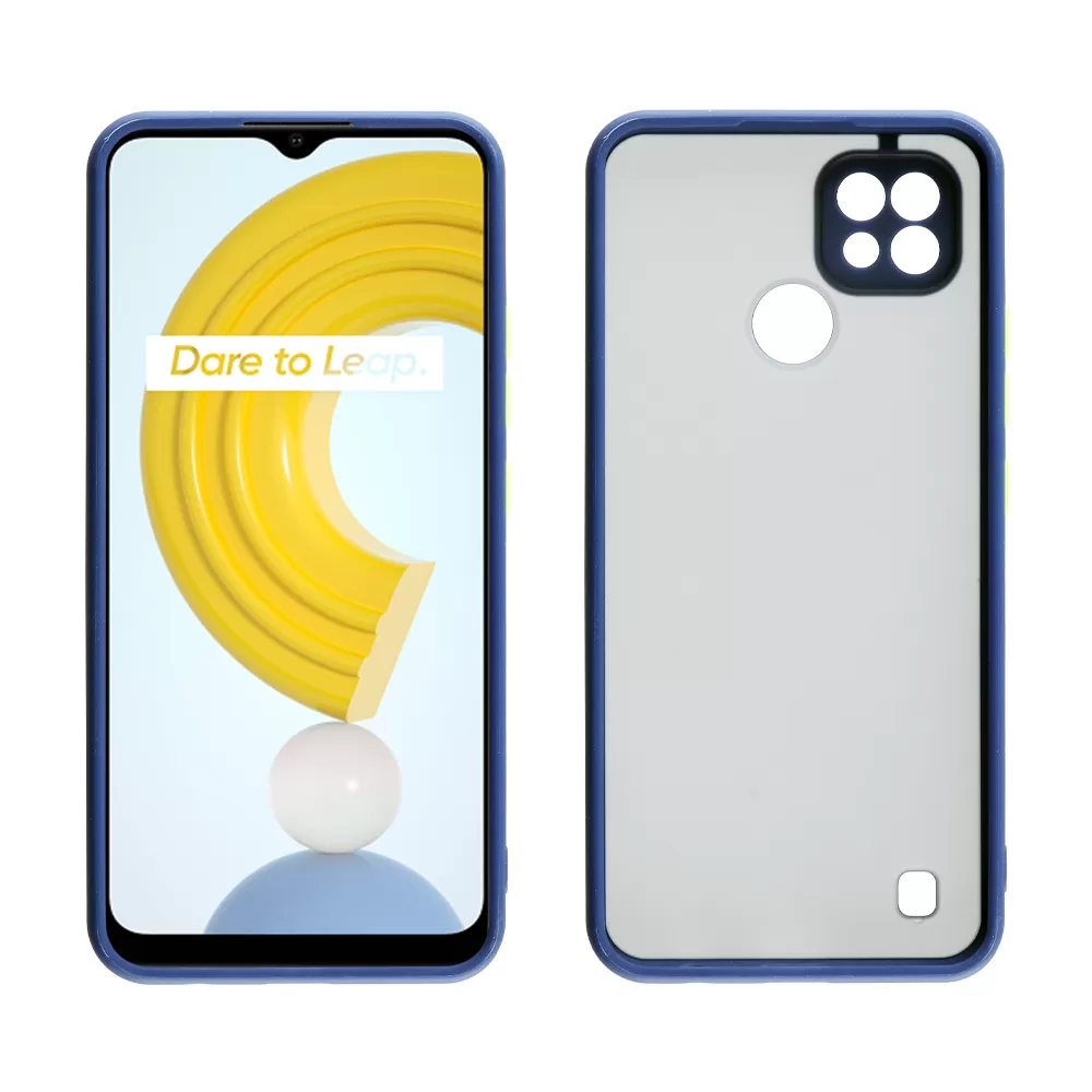 LIME HARDSHELL FUSION ΘΗΚΗ REALME C21 6.5in  FULL CAMERA PROTECTION BLUE WITH YELLOW KEYS - Image 4
